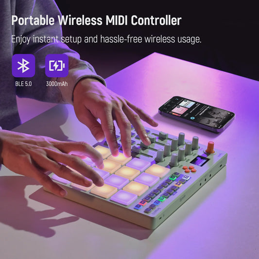Synido TempoPAD C16: Draadloze MIDI Pad Controller met 16 RGB Beat Pads & Sequencer