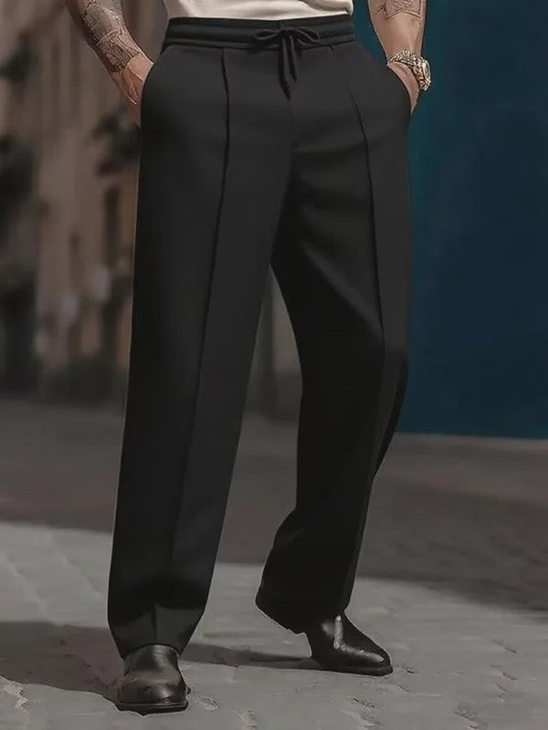 Herfst & Lente Heren Casual Broek met Koord - Losse Pasvorm Rechte Pijp
