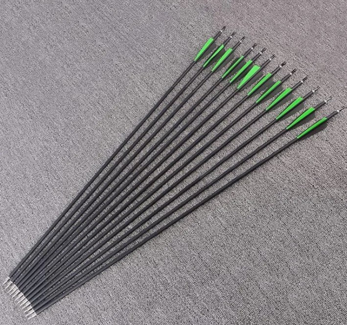 Set Carbon Pijlen SP500 - 6/12 Stuks - Verwisselbare Punts - Compound & Recurve Boog Schieten