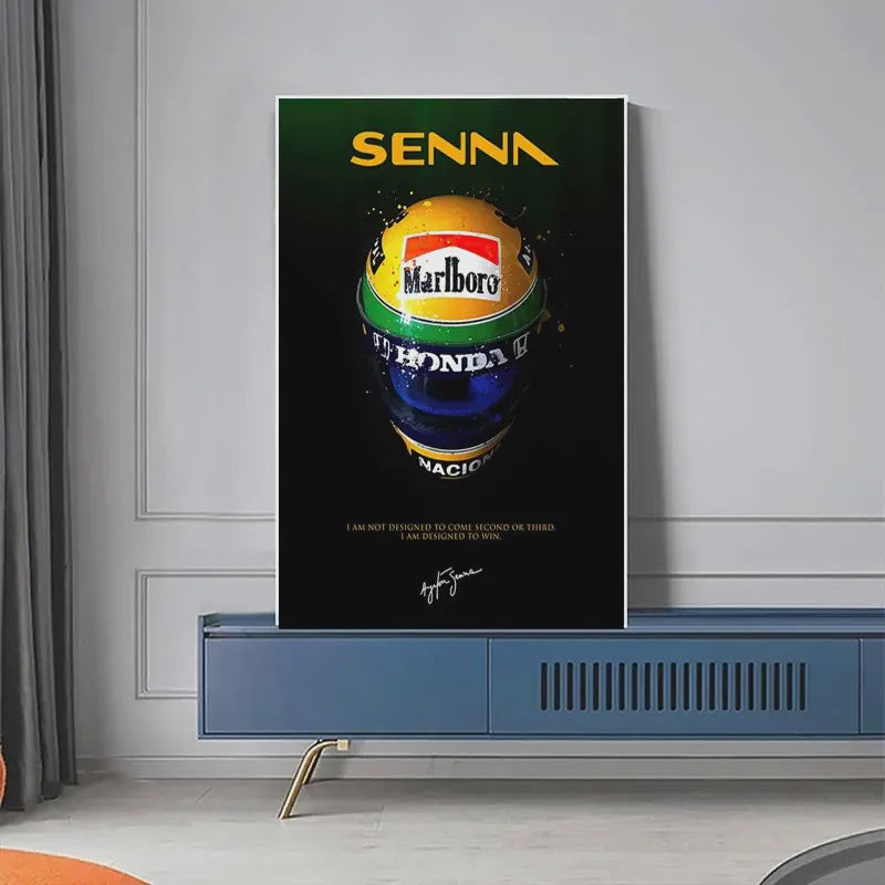 Iconische F1 Racer Helm Poster - Ayrton Senna Formule 1 Muurdecoratie