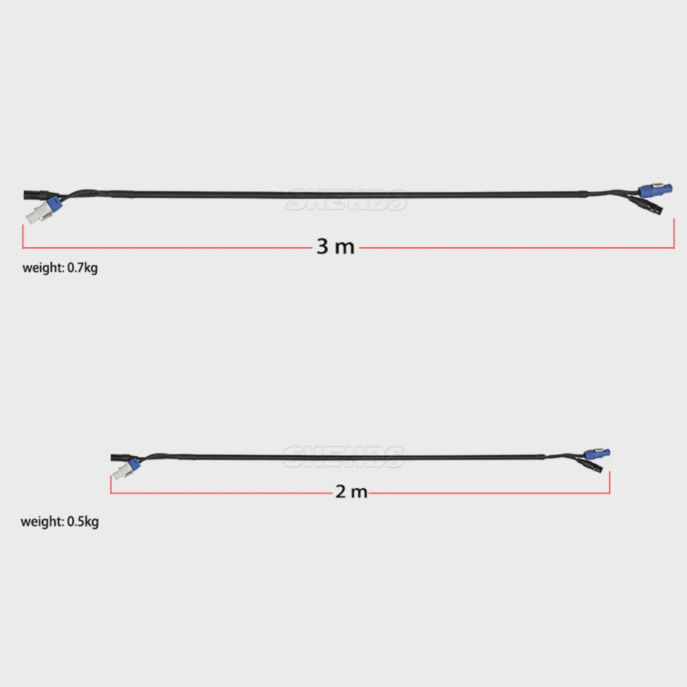 Combinatie DMX Powercon Kabel 3m/2m - Stroom & Lichtsturing voor Podium & DJ