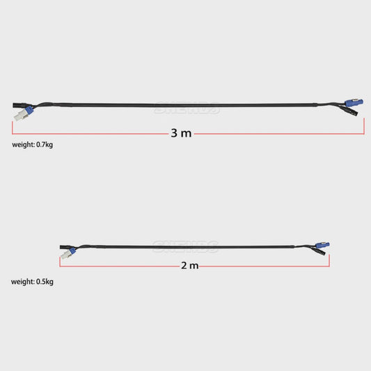 Combinatie DMX Powercon Kabel 3m/2m - Stroom & Lichtsturing voor Podium & DJ