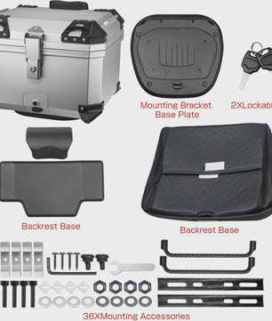45L Universele Motor Topkoffer - Waterdicht & Schokabsorberend Bagagekoffer met 2 Sleutels