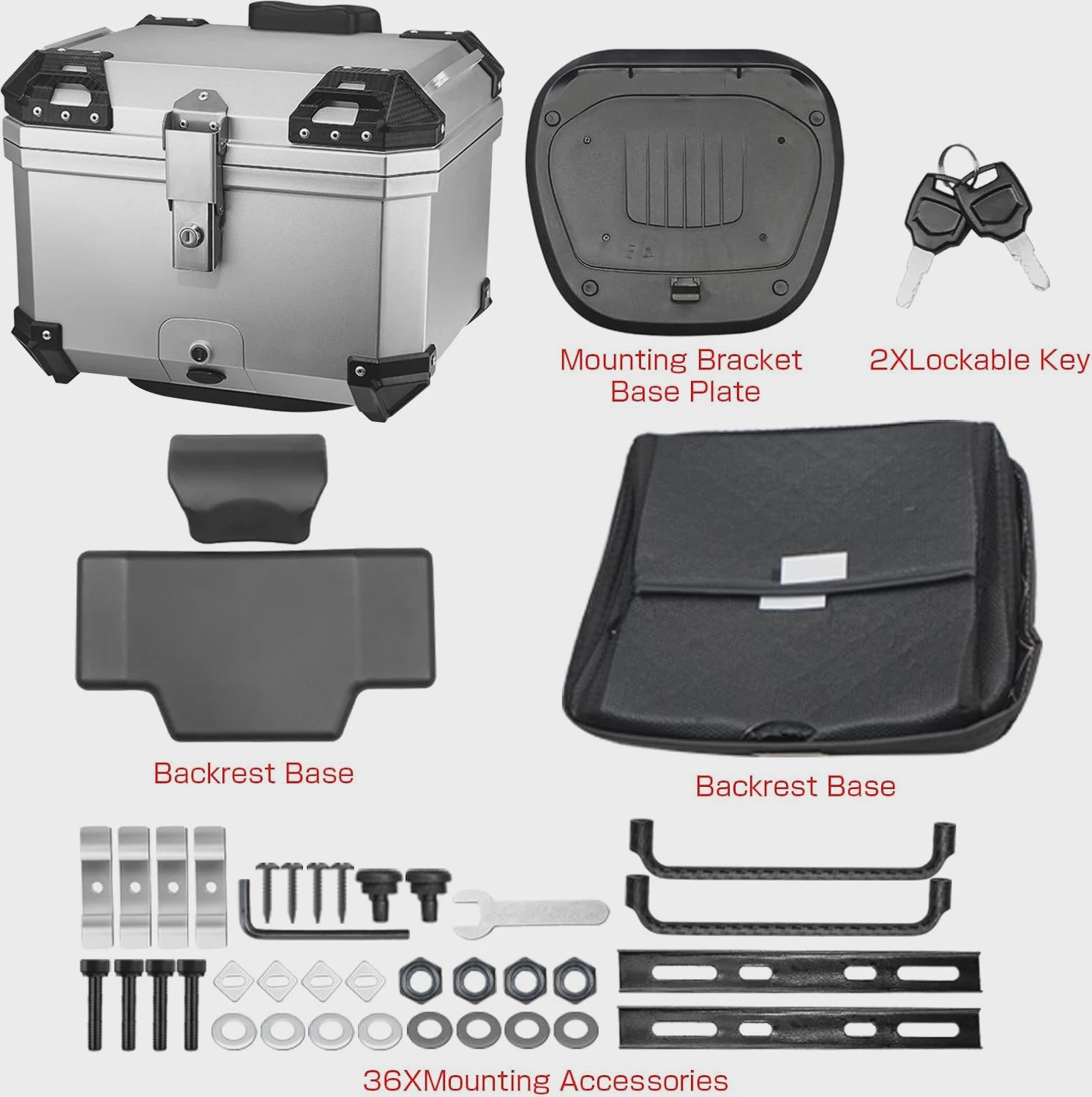 45L Universele Motor Topkoffer - Waterdicht & Schokabsorberend Bagagekoffer met 2 Sleutels