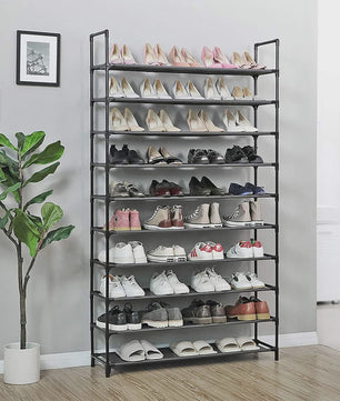 10-laags Schoenenrek - 100x30x176cm - Metalen Frame & Vliesstof - Organisatie voor Hal & Slaapkamer