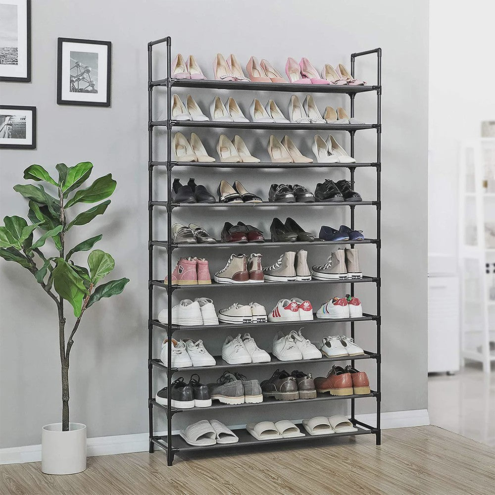 10-laags Schoenenrek - 100x30x176cm - Metalen Frame & Vliesstof - Organisatie voor Hal & Slaapkamer