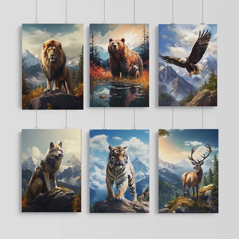 Canvas Posters: Majestueuze Wilde Dieren & Berglandschappen voor aan de Muur