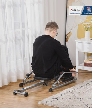 HOMCOM Opvouwbare Roeitrainer met LCD Scherm en 3 Weerstandsniveaus - Zwart/Grijs