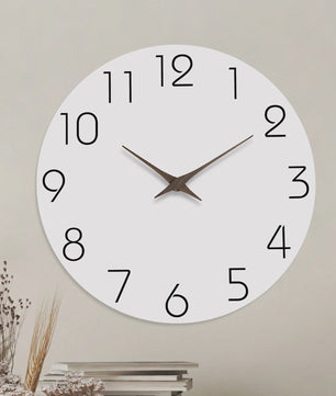 Moderne Witte Houten Wandklok - Stille Quartz, Decoratief voor Woonkamer, Slaapkamer, Keuken - Diverse Maten
