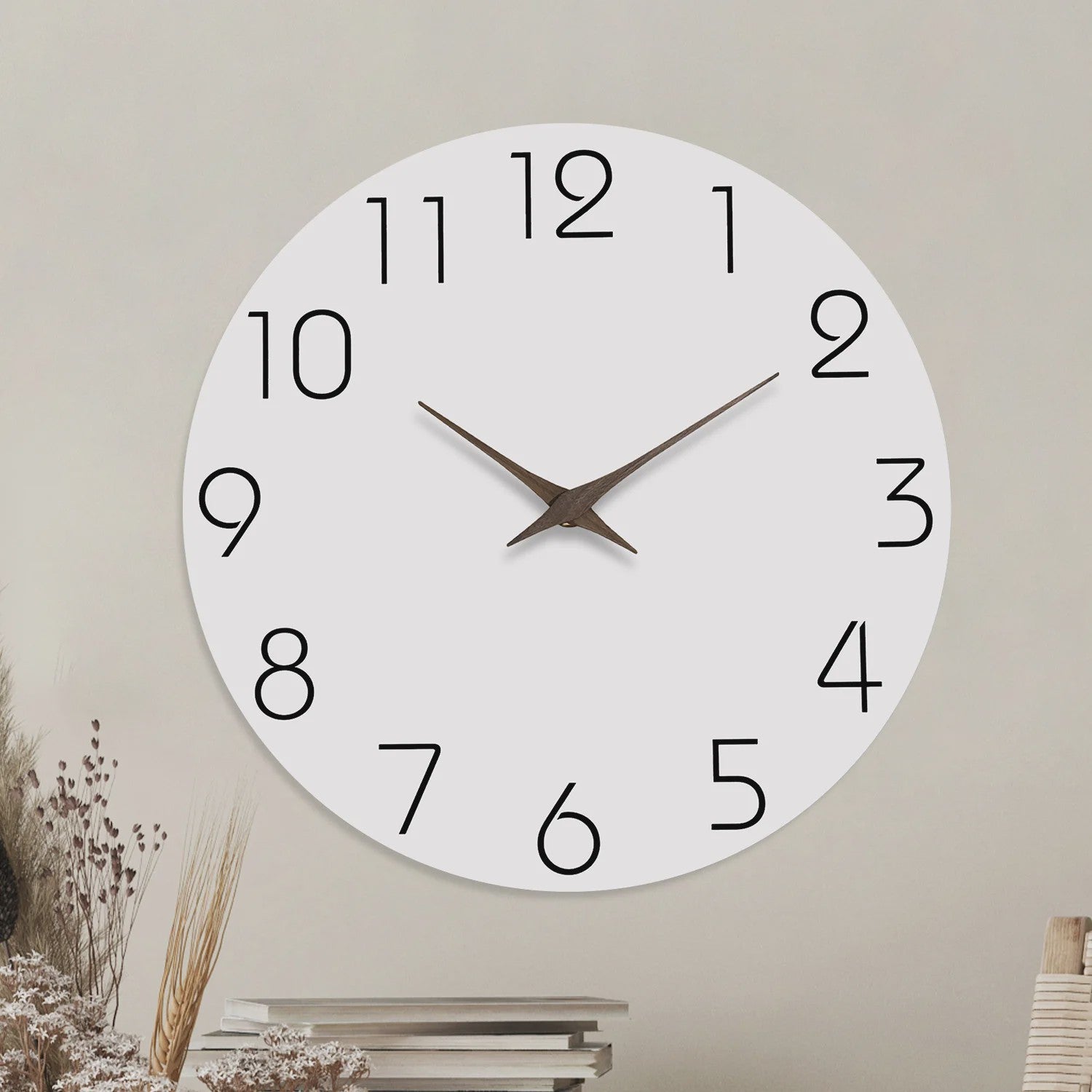 Moderne Witte Houten Wandklok - Stille Quartz, Decoratief voor Woonkamer, Slaapkamer, Keuken - Diverse Maten