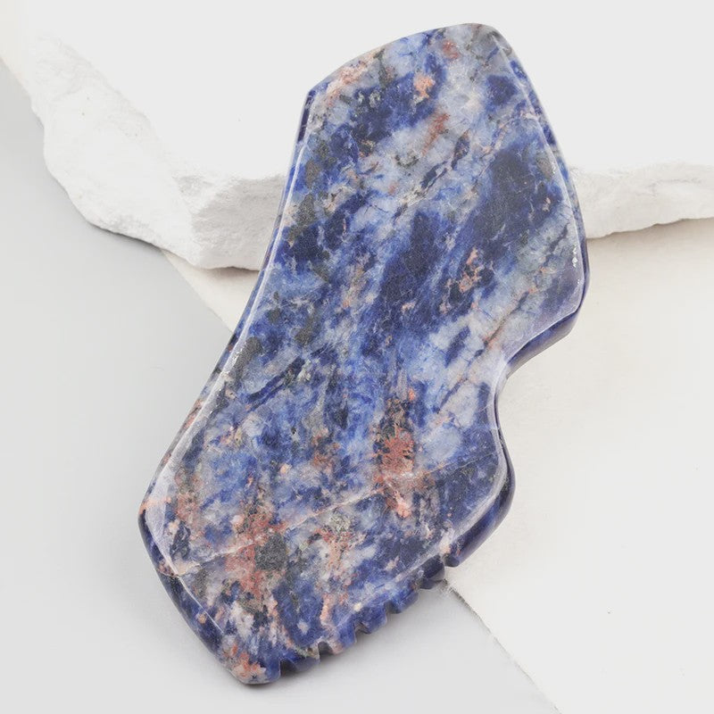 Sodalite Gua Sha Schraper - Natuurlijke Steen Gezichtsmassage & Huidverzorging