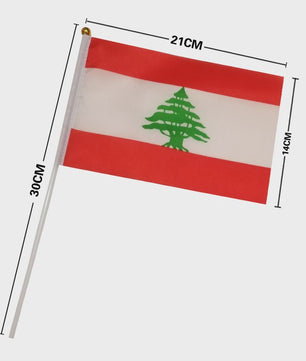 Libanon Handvlag 14x21cm - Plastic Stokje voor Feesten en Evenementen