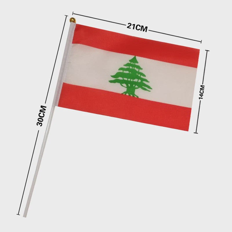 Libanon Handvlag 14x21cm - Plastic Stokje voor Feesten en Evenementen