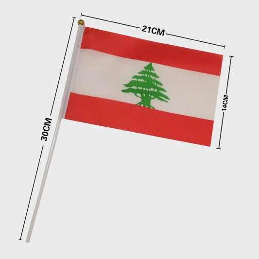 Libanon Handvlag 14x21cm - Plastic Stokje voor Feesten en Evenementen