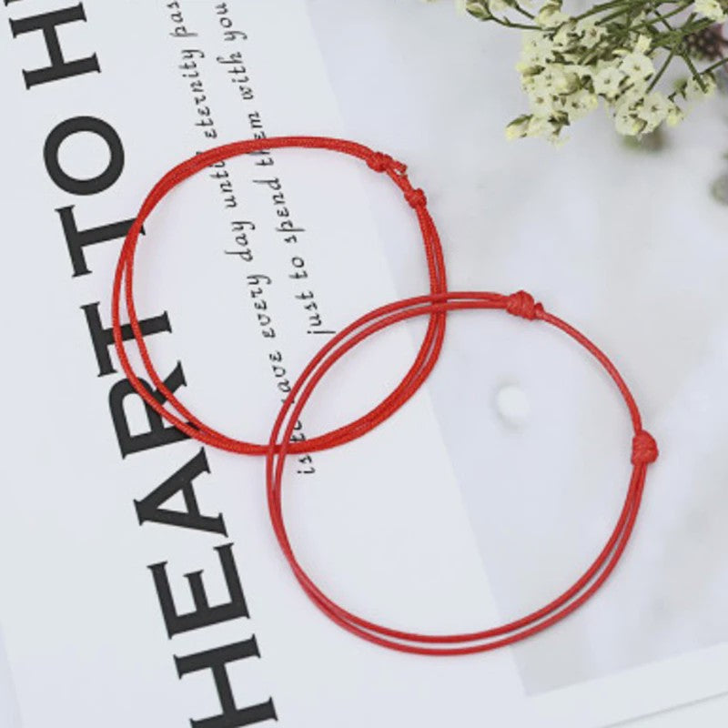 Verstelbaar Zwart Rood Touw Enkelbandje - Zomerse Barefoot Armband voor Dames & Heren