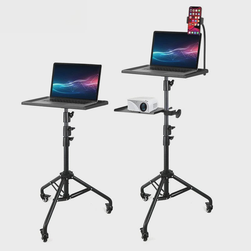 Verrijdbare Laptop & Projector Trolley - In Hoogte Verstelbaar met Telefoonhouder