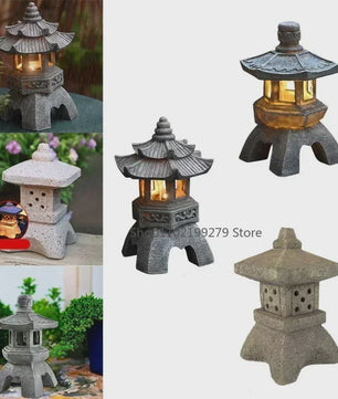 Chinese Pagode Solar Tuinlamp - Zen Stijl Steen Lantaarn voor Buiten