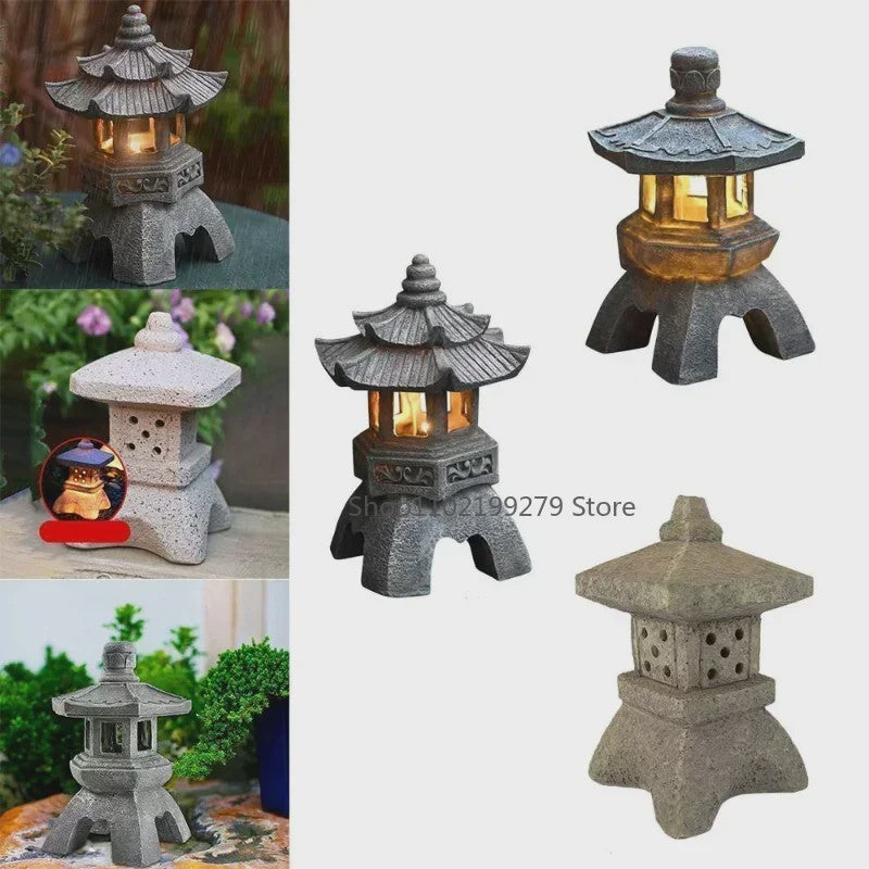 Chinese Pagode Solar Tuinlamp - Zen Stijl Steen Lantaarn voor Buiten