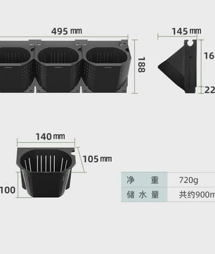 Modulaire Plantenbak voor Verticale Tuin - Zwart, 3 Vaks