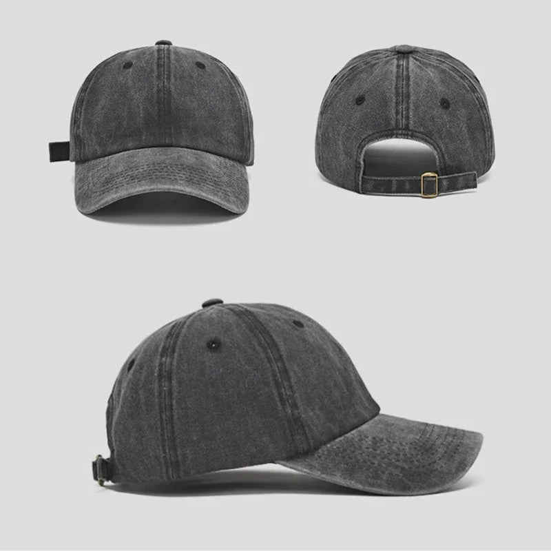 Vintage Washed Denim Baseball Cap - Unisex Snapback voor Heren & Dames