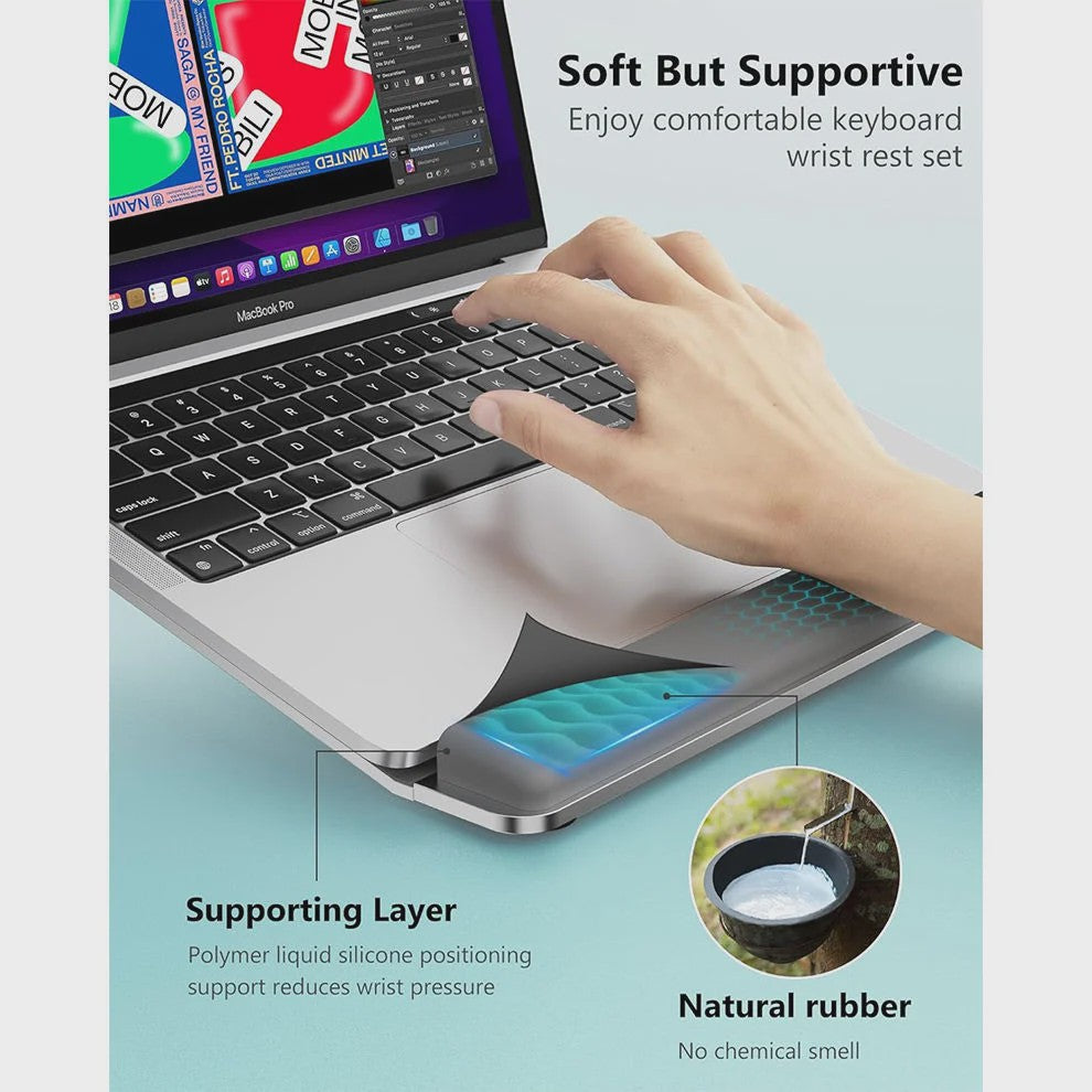 Ergonomische Laptopstandaard met Polssteun - Aluminium Verstelbare Laptopverhoger