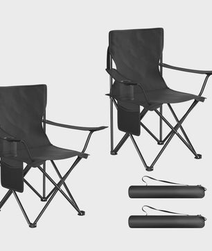 Set van 2 Opvouwbare Campingstoelen met Draagtas en Bekerhouder - Ideaal voor Strand, Camping en Vissen
