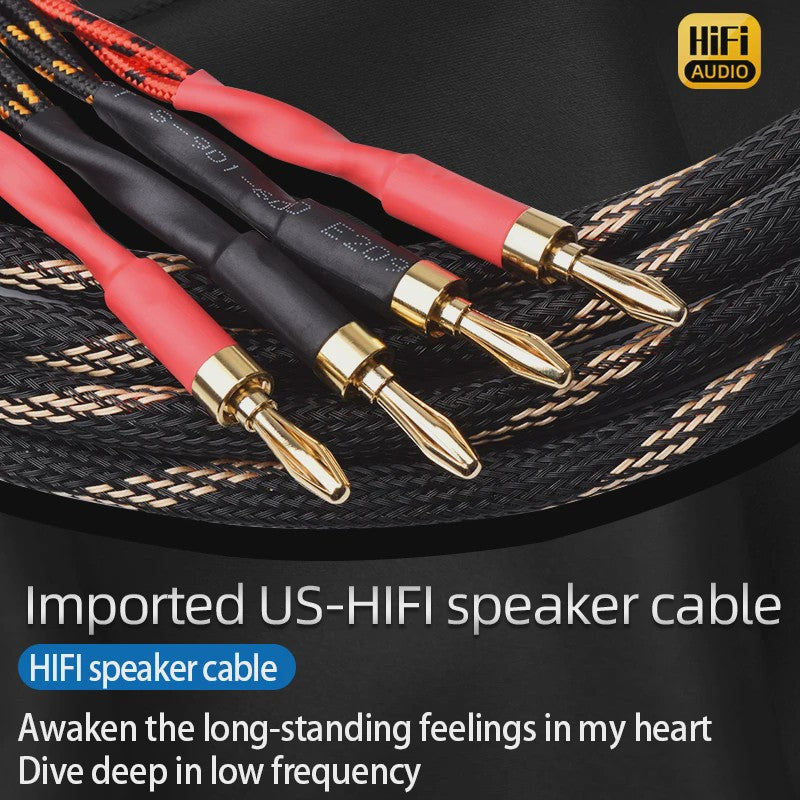 High-End Hifi Luidsprekerkabel - 6N OFC Koper, Vergulde Banana/Y-stekkers