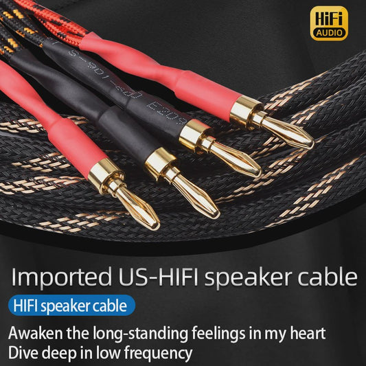 High-End Hifi Luidsprekerkabel - 6N OFC Koper, Vergulde Banana/Y-stekkers