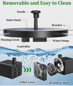 Drijvende Solar Fontein Pomp Kit met 6 Sproeiers - Tuindecoratie voor Vijvers