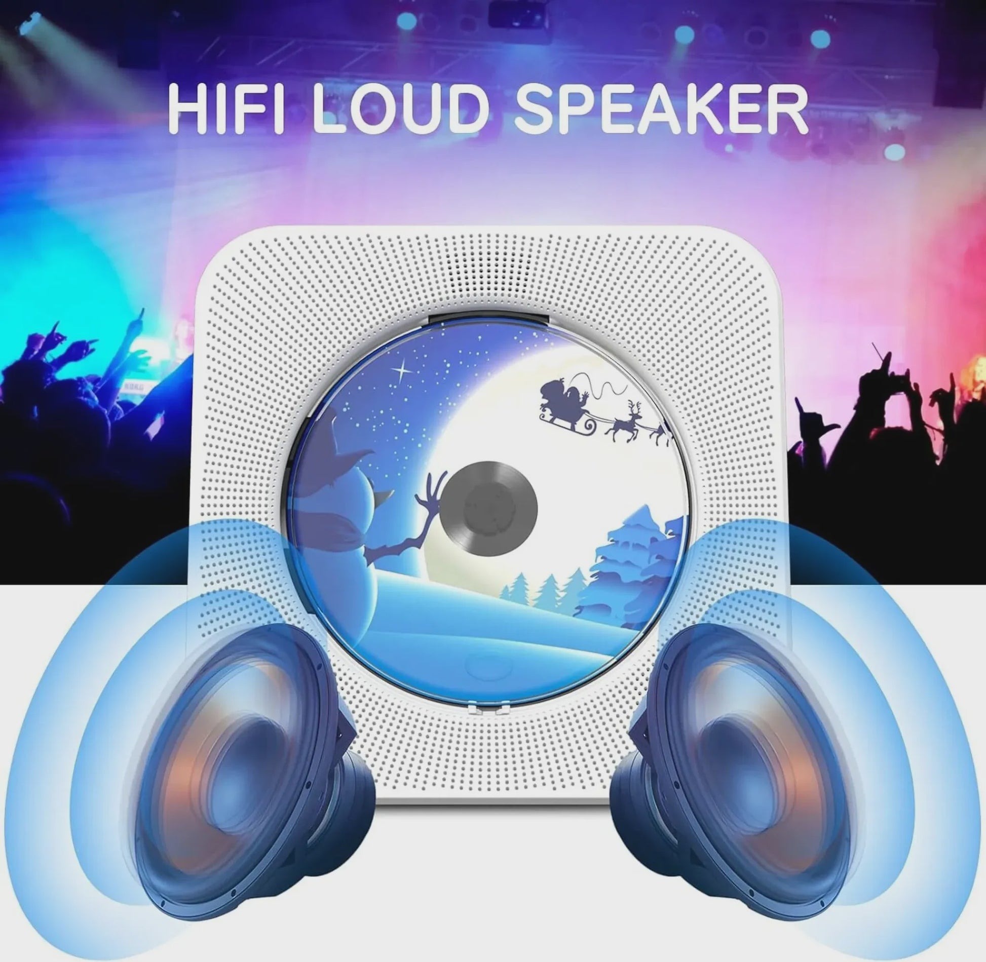 Bluetooth CD Speler met 2 HIFI Speakers, Desktop CD Speler met Afstandsbediening en LED Display