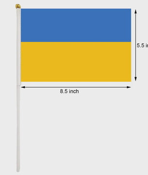 Ukraine Wapperende Handvlag 14x21cm met Witte Stok - Feestdecoratie & Evenementen