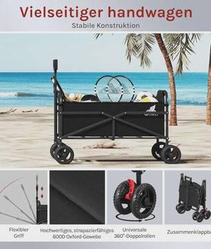 WOLTU Transportkar met Remmen - Opvouwbare Steekwagen voor Tuin, Camping & Strand