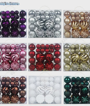 48x Kerstballen Set 4/6/8cm - Diverse Vormen & Afwerkingen - Decoratie Hangertjes