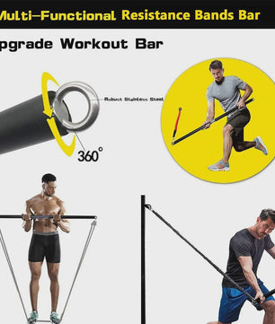 Fitness Bar met Weerstandsbanden: Complete Set voor Thuis & Pilates/Yoga Training