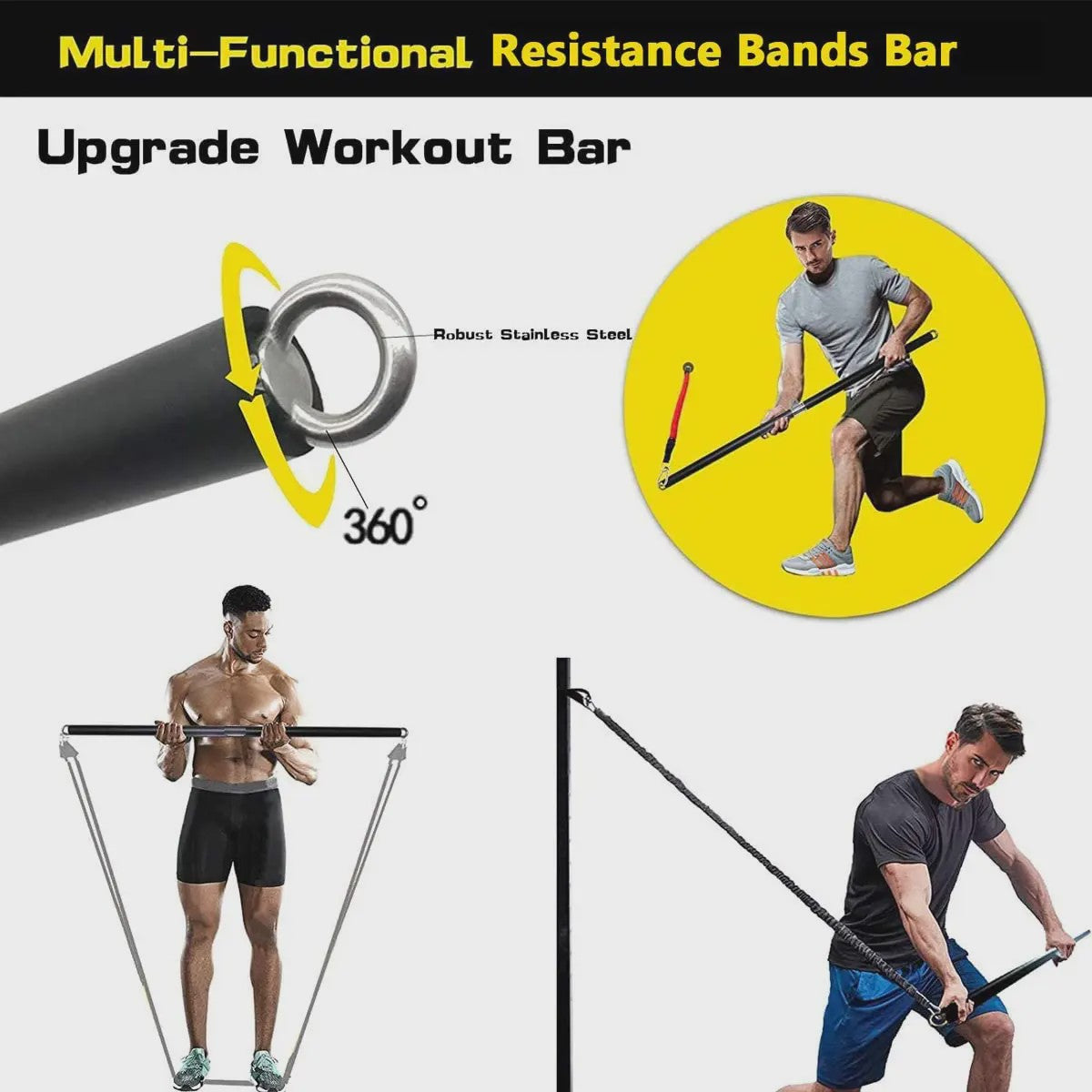 Fitness Bar met Weerstandsbanden: Complete Set voor Thuis & Pilates/Yoga Training