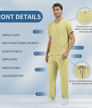 Niaahinn Heren Scrubs Set - Medische Werkkleding voor Ziekenhuis & Zorgprofessionals