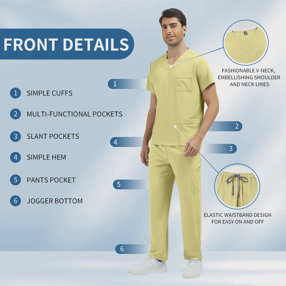Niaahinn Heren Scrubs Set - Medische Werkkleding voor Ziekenhuis & Zorgprofessionals
