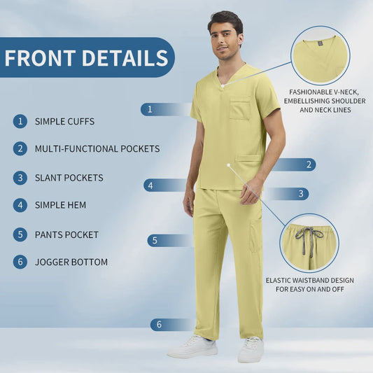 Niaahinn Heren Scrubs Set - Medische Werkkleding voor Ziekenhuis & Zorgprofessionals