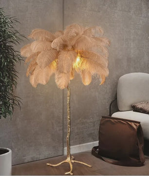 Luxe Pluimen Vloerlamp - Scandinavisch Design met LED Verlichting