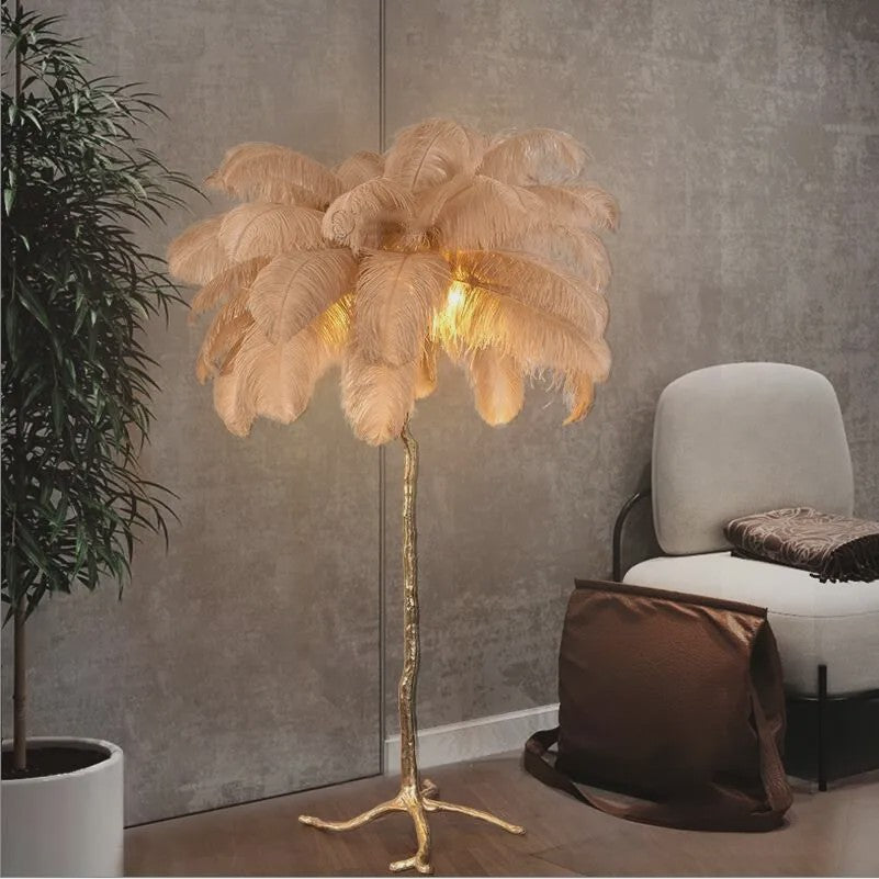 Luxe Pluimen Vloerlamp - Scandinavisch Design met LED Verlichting