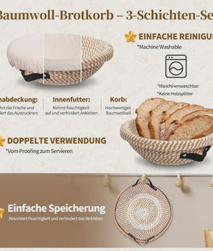 Complete Sourdough Brood Bakset: Gistingmand, Starterglas & Bakgereedschap