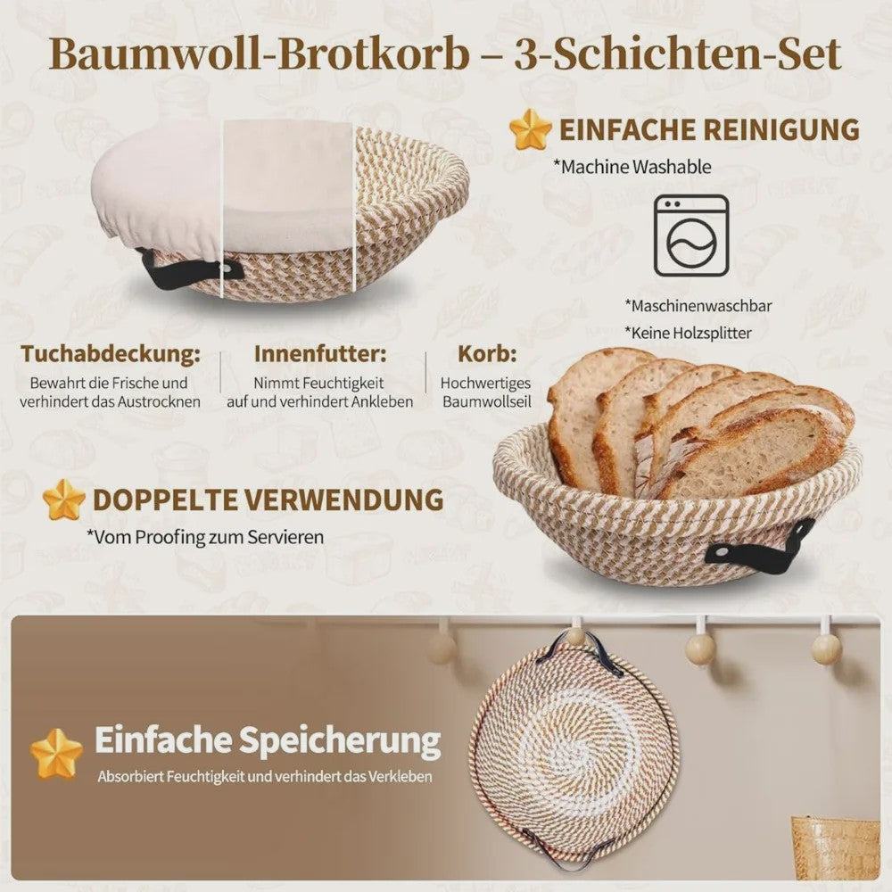 Complete Sourdough Brood Bakset: Gistingmand, Starterglas & Bakgereedschap