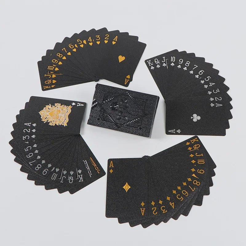 Luxe Zwarte Speelkaarten met Gouden Opdruk - Waterdicht & Uniek Design