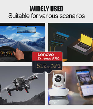 Lenovo Extreme PRO Micro SDXC Kaart 128GB/256GB/512GB U3 V60 A2 - High-Speed TF Flash voor Drone & Action Camera