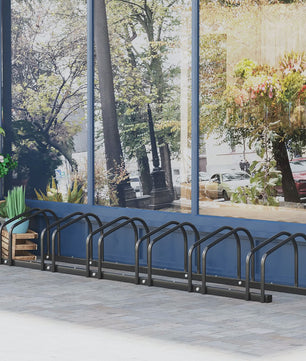 HOMCOM Fietsenrek voor 6 Fietsen - Zwart Stalen Parkeerrek voor Vloer of Muur