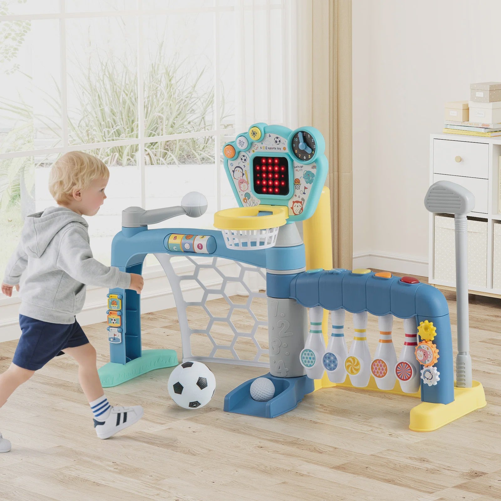 5-in-1 Peuter Sport Speelgoed: Basketbal, Voetbal, Golf, Bowling & Honkbal