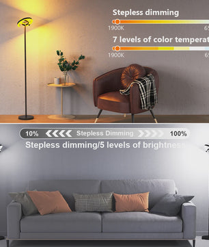 Moderne LED Vloerlamp met Touch & Afstandsbediening - Instelbare Kleur & Helderheid - Ideaal voor Lezen & Werk