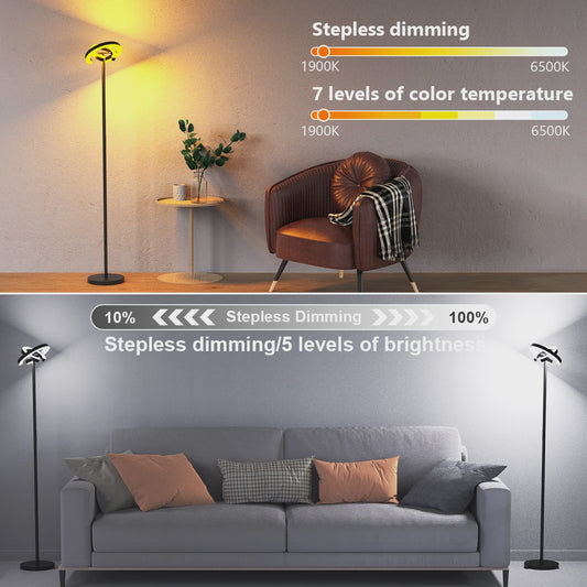Moderne LED Vloerlamp met Touch & Afstandsbediening - Instelbare Kleur & Helderheid - Ideaal voor Lezen & Werk