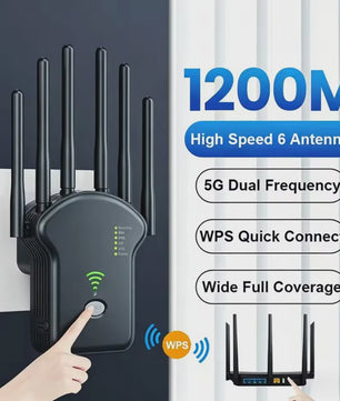 Krachtige WiFi Repeater 1200Mb/s Dual Band (2.4G/5GHz) - Versterk je Netwerk met Volledige Dekking