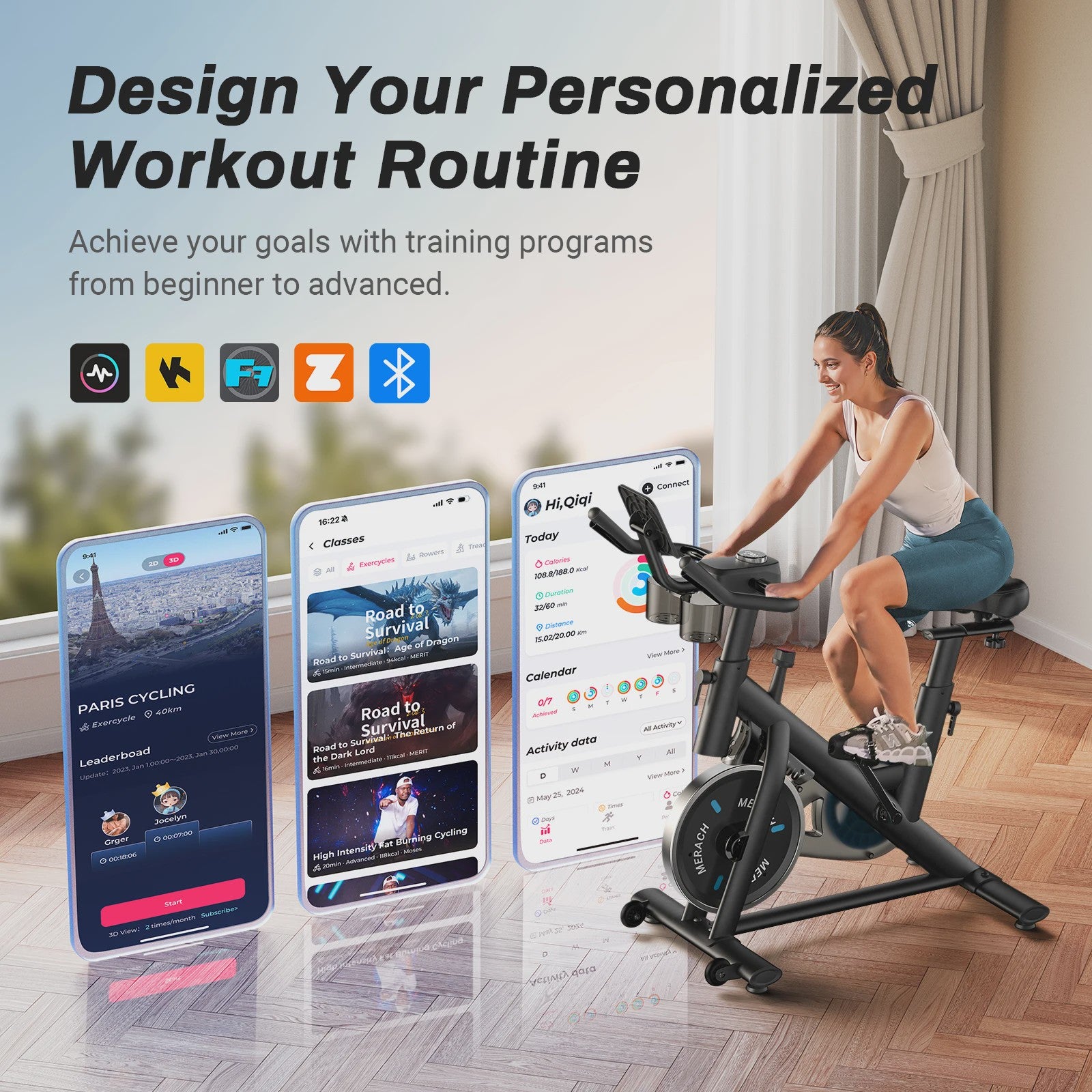 MERACH Hometrainer Fiets met Tablet Houder - Stil, Laag Geluidsniveau, 125kg Draagvermogen